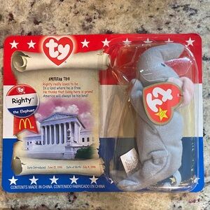 Ty Righty the Elephant in Light Blue retired, collectible